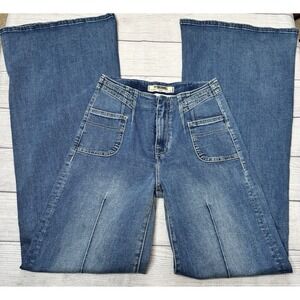 Rock Roll Denim Jeans Womens 24 Blue High Rise Palazzo Flare Hippie Boho Casual